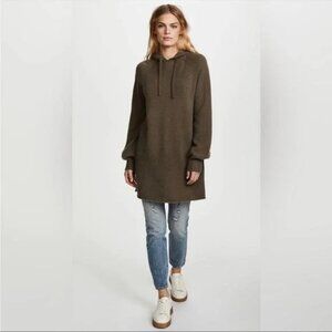 360 Cashmere Gemma Hooded Tunic Sweater Dress Olive Green | Size Small